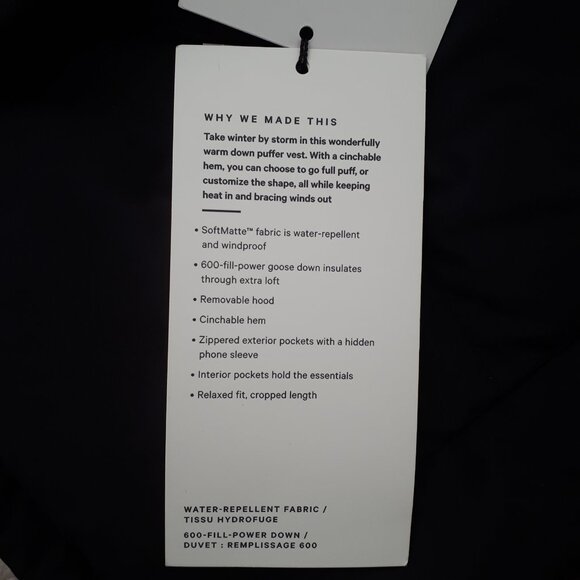 ⭐️HOST PICK⭐ Lululemon X Vancouver Canucks: Ladies Wunder Puff Cropped Orca Vest - Picture 10 of 16